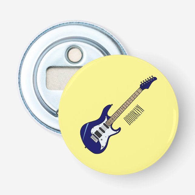 Belysning av elektrisk gitarr-tecknad flasköppnare (Framsidan)