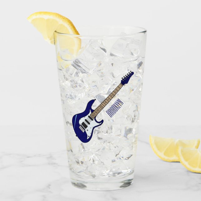 Belysning av elektrisk gitarr-tecknad glaskopp (Framsida Ice)
