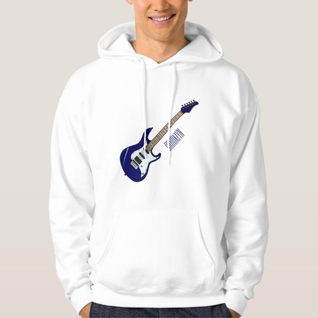 Belysning av elektrisk gitarr-tecknad hoodie (Framsida)