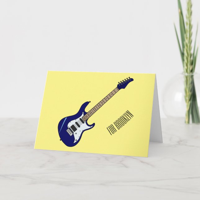 Belysning av elektrisk gitarr-tecknad kort (Framsida)