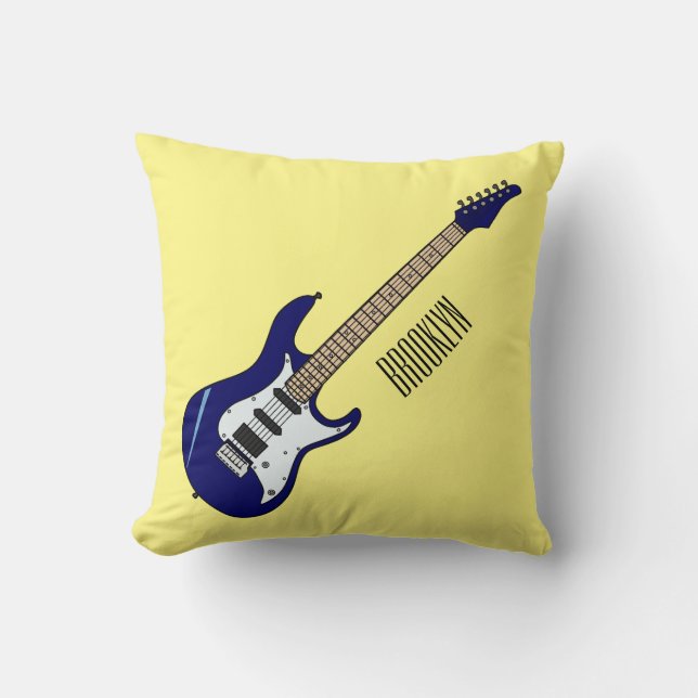 Belysning av elektrisk gitarr-tecknad kudde (Framsida)