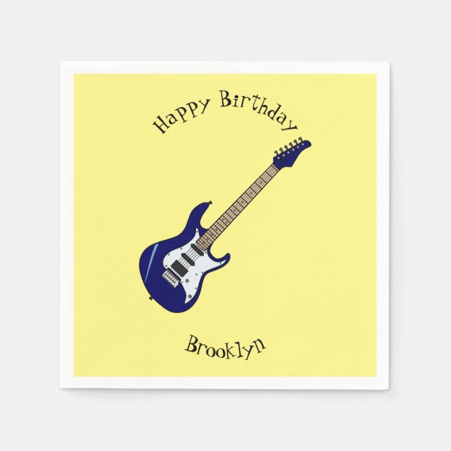 Belysning av elektrisk gitarr-tecknad pappersservett (Framsidan)