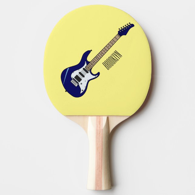 Belysning av elektrisk gitarr-tecknad pingisracket (Framsidan)