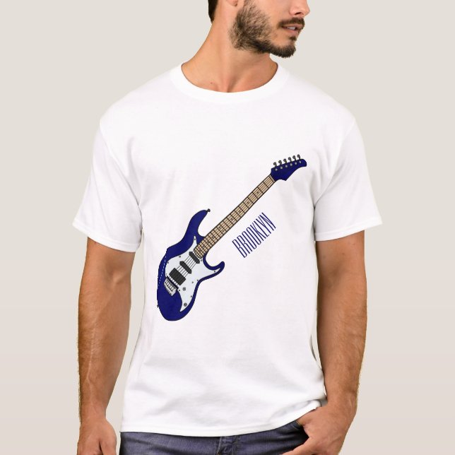 Belysning av elektrisk gitarr-tecknad t shirt (Framsida)