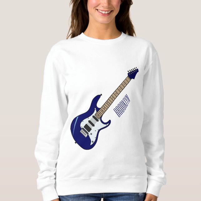 Belysning av elektrisk gitarr-tecknad t shirt (Framsida)