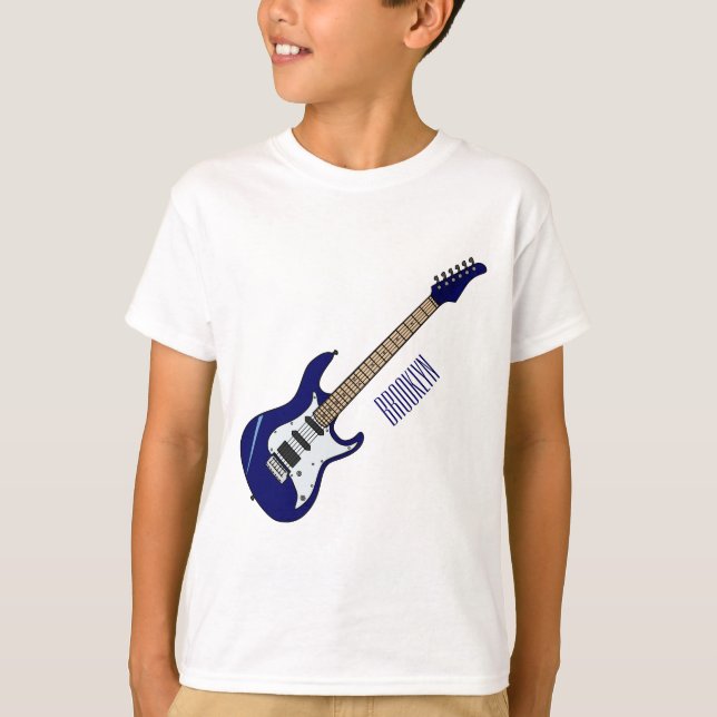 Belysning av elektrisk gitarr-tecknad t shirt (Framsida)