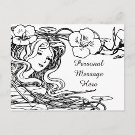 Belysning av flowing Hair & Flowers Dam Vykort