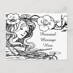 Belysning av flowing Hair & Flowers Dam Vykort