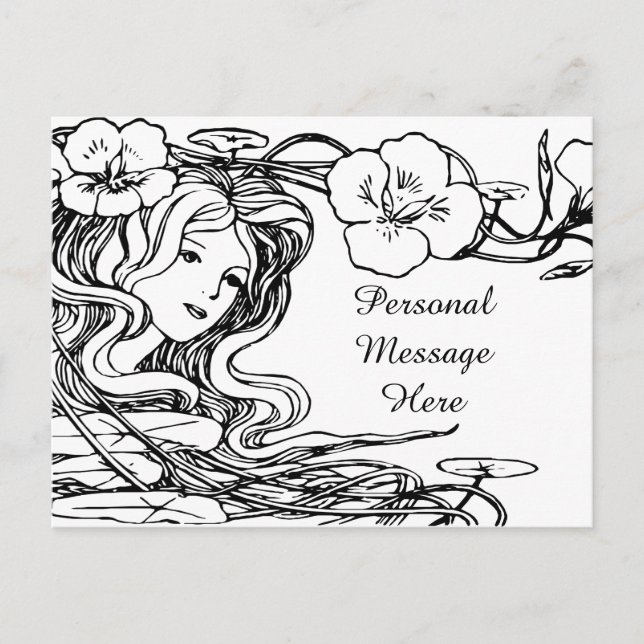 Belysning av flowing Hair & Flowers Dam Vykort (Framsida)