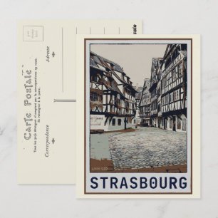Belysning av historiska centra i Strasbourg Frankr Vykort