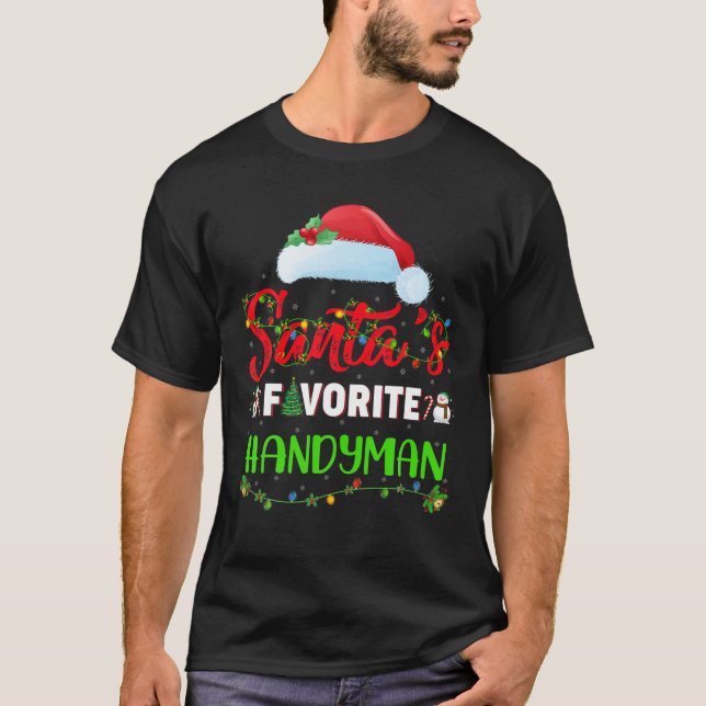 Belysning av Julafton jultomtens favoritjulafton H T Shirt (Framsida)