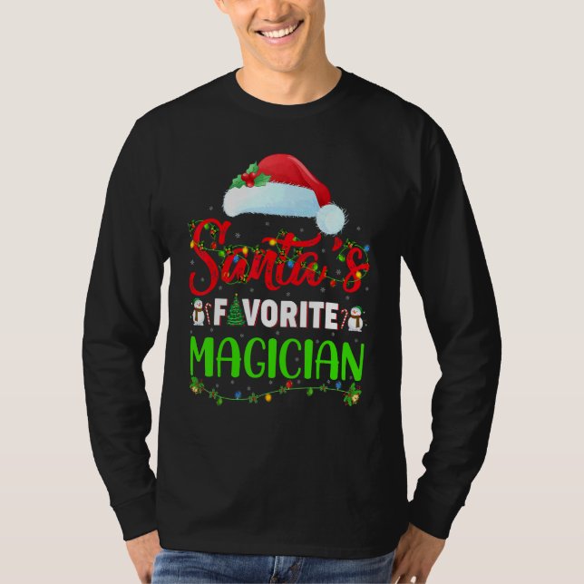 Belysning av Julafton Santa's Favorite Magician-ju T Shirt (Framsida)