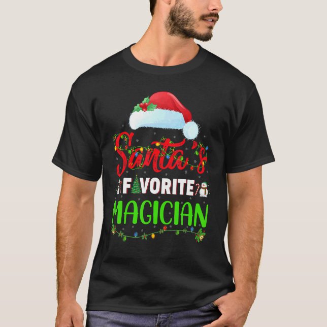 Belysning av Julafton Santa's Favorite Magician-ju T Shirt (Framsida)