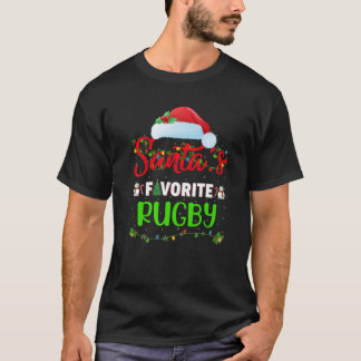 Belysning av Julafton Santa's Favorite Rugby-julen T Shirt