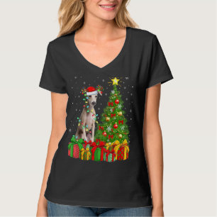 Belysning av Julafton Träd Santa Hat italiensk Gre T Shirt