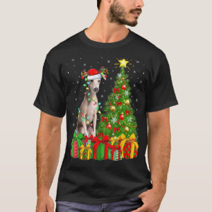 Belysning av Julafton Träd Santa Hat italiensk Gre T Shirt