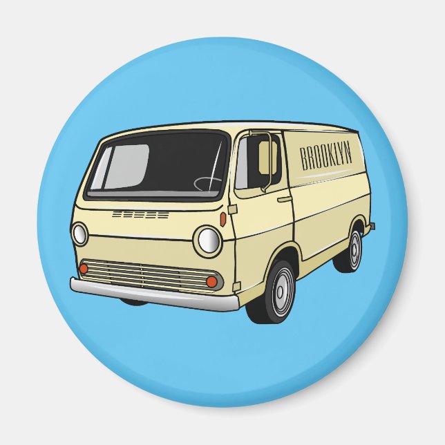 Belysning av klassisk van tecknad magnet (Framsidan)