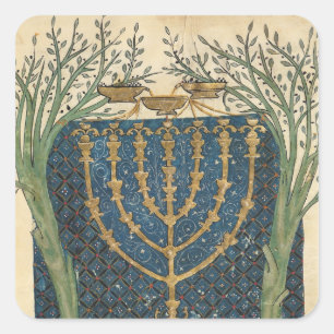 Belysning av menorah, från fyrkantigt klistermärke