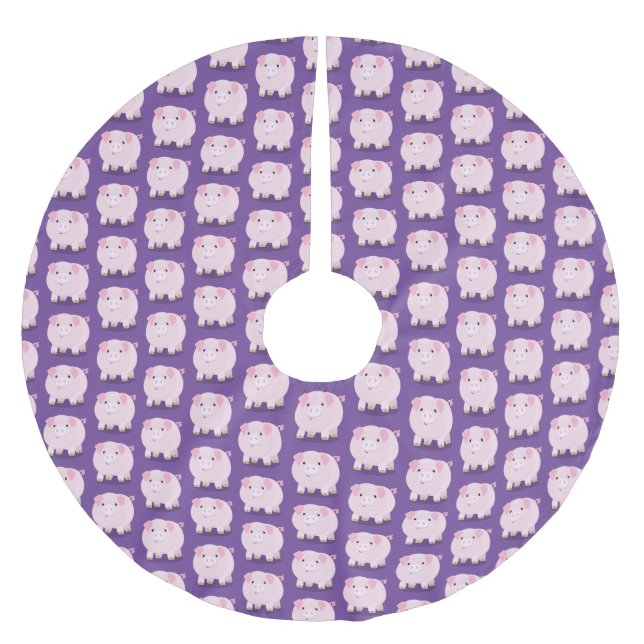 Belysning av rosa i gris tecknad julgransmatta borstad polyester (Framsidan)
