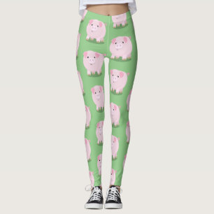 Belysning av rosa i gris tecknad leggings