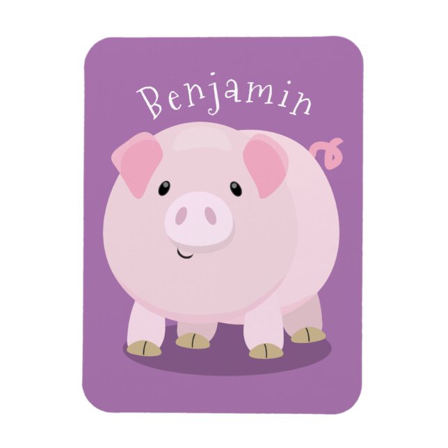 Belysning av rosa i gris tecknad magnet (Vertikal)
