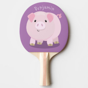 Belysning av rosa i gris tecknad pingisracket