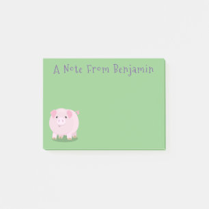 Belysning av rosa i gris tecknad post-it block