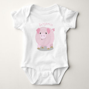 Belysning av rosa i gris tecknad t shirt