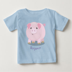 Belysning av rosa i gris tecknad t shirt
