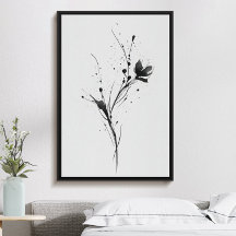 Belysning av svart bläck-blomma med abstrakt