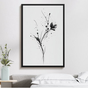 Belysning av svart bläck-blomma med abstrakt poster