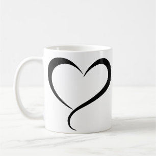 Belysning av svart hjärta kaffemugg