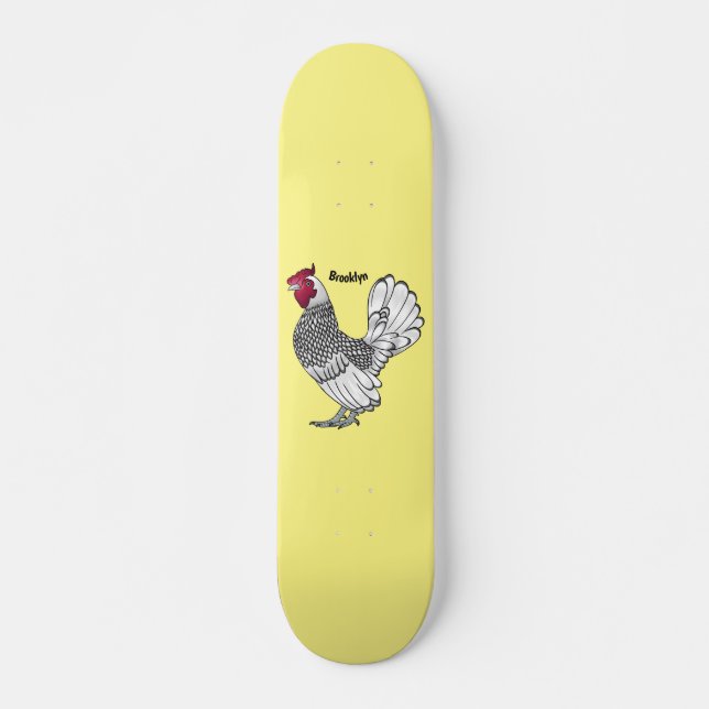 Belysning av tecknad av höns mini skateboard bräda 18,5 cm (Framsida)