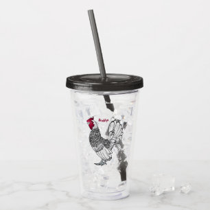 Belysning av tecknad av höns take away mugg
