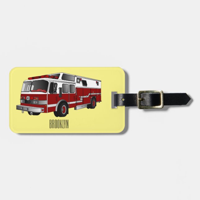 Belysning av tecknad för brandmotor bagagebricka (Horisontell Framsida)