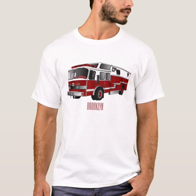 Belysning av tecknad för brandmotor t shirt (Framsida)