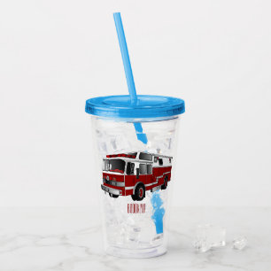 Belysning av tecknad för brandmotor take away mugg