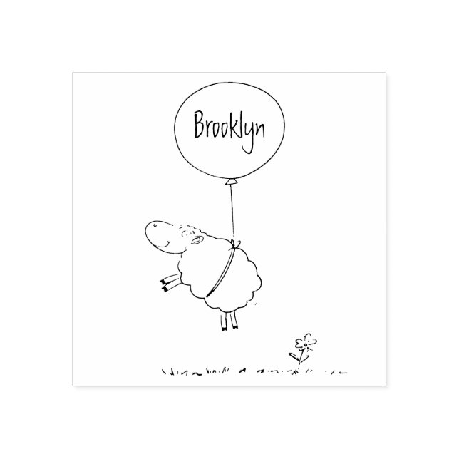 Belysning av tecknad humor för kutym fårballong stämpel (Tryck)