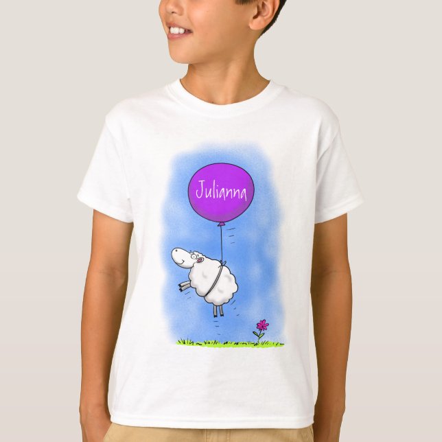 Belysning av tecknad humor för kutym fårballong t shirt (Framsida)