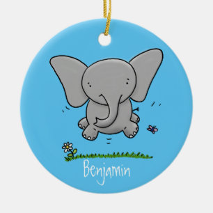 Belysning av tecknaden av den akuta elefanten från julgransprydnad keramik