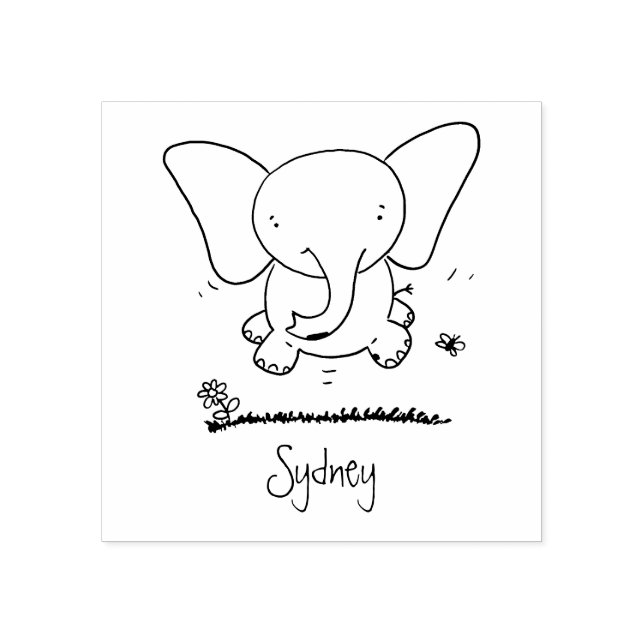 Belysning av tecknaden av den akuta elefanten från stämpel (Tryck)