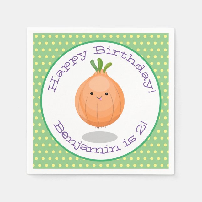 Belysning av tecknaden Cute lycklig brun lök Pappersservett (Framsidan)