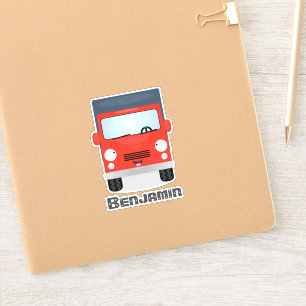 Belysning av tecknaden Cute Red Delivery lastbil Klistermärken