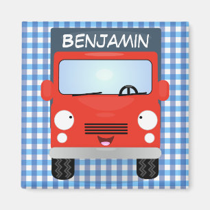 Belysning av tecknaden Cute Red Delivery lastbil Magnet