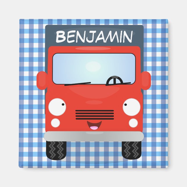 Belysning av tecknaden Cute Red Delivery lastbil Magnet (Framsidan)