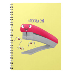 Belysning av tecknaden Cute Red lycklig stapler Anteckningsbok