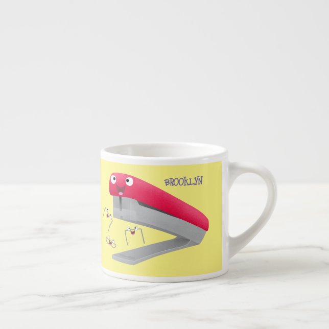 Belysning av tecknaden Cute Red lycklig stapler Espressomugg (Höger)