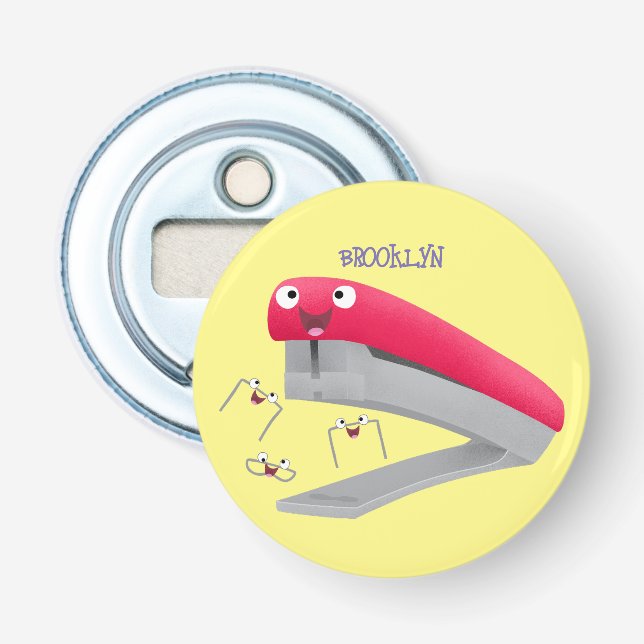 Belysning av tecknaden Cute Red lycklig stapler Flasköppnare (Framsidan)