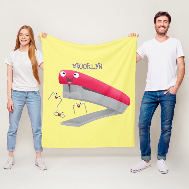 Belysning av tecknaden Cute Red lycklig stapler Fleecefilt (På plats)