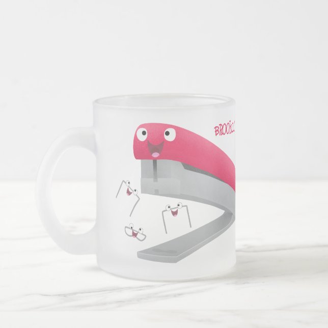 Belysning av tecknaden Cute Red lycklig stapler Frostad Glasmugg (Vänster)